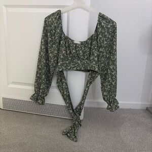 Green Floral Crop Top